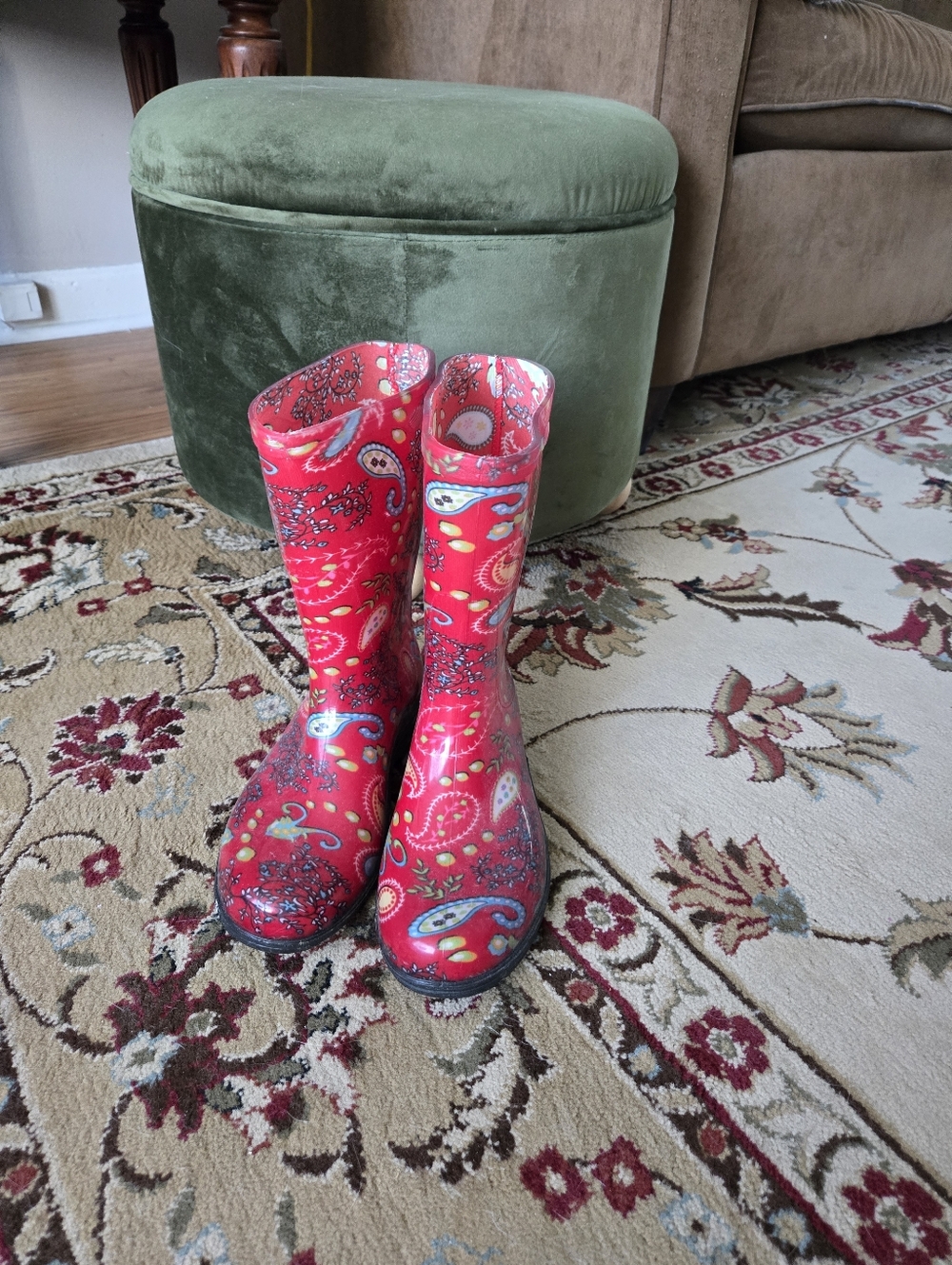 Sloggers Red Paisley Women's Rain Boots
